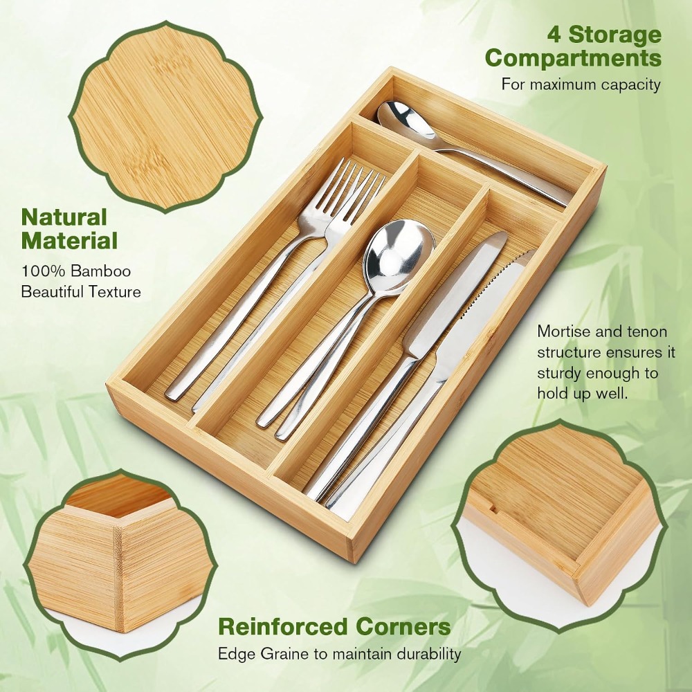 Drawer Organizer Bamboo - Top Selling Small Silverware Organizer Bamboo