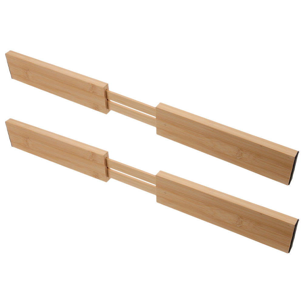 Drawer Organizer Bamboo - 2Pcs Bamboo Drawer Dividers Adjustable Expandable