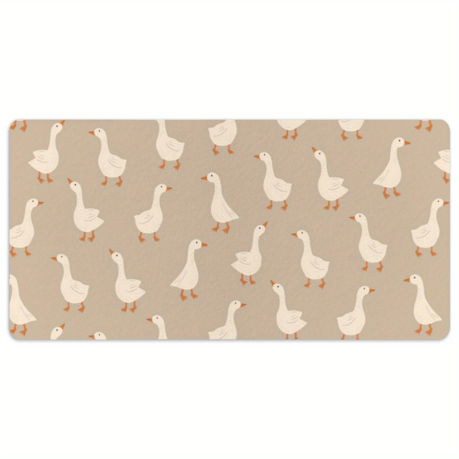 Desk Setup Beige - Goose Flock Pattern Desk Mat Non-Slip