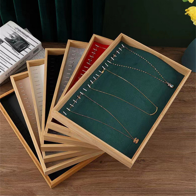 Drawer Organizer Bamboo - Velvet Bamboo Jewelry Display Tray Ring