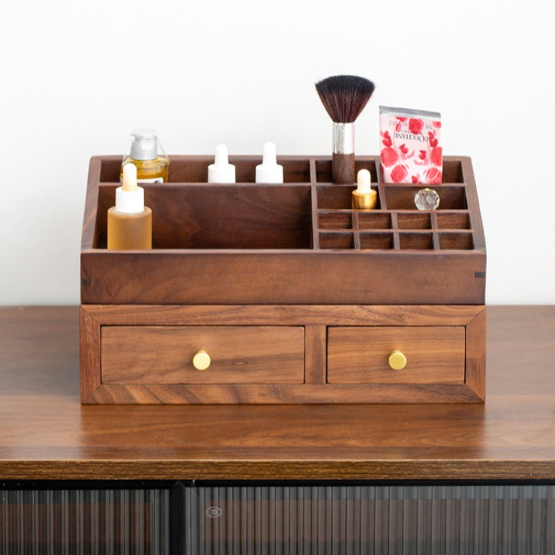 Drawer Organizer Bamboo - Solid Wood Double Layer Organizer, Detachable