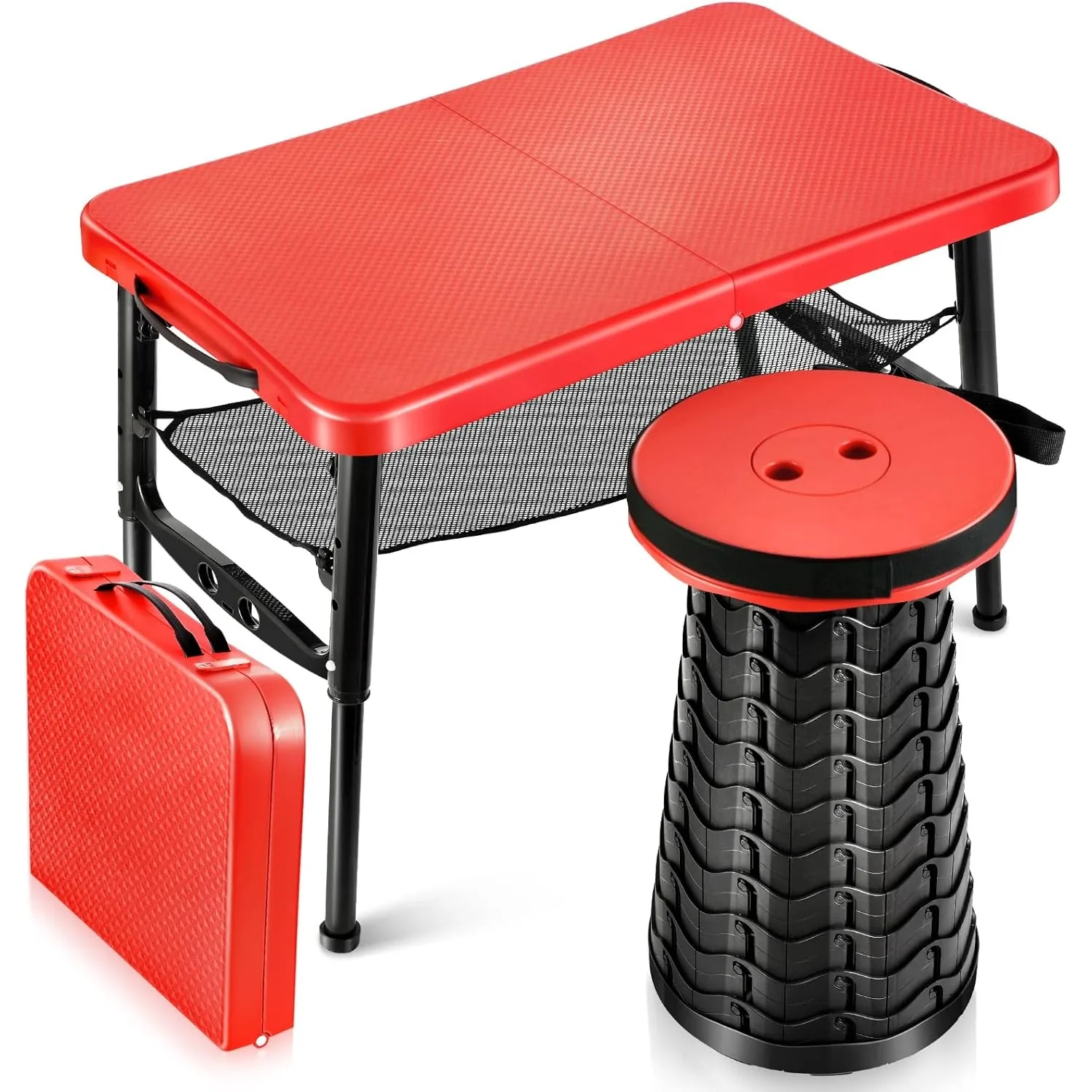 Desk Setup Laptop - Retractable Folding Table & Stool Set