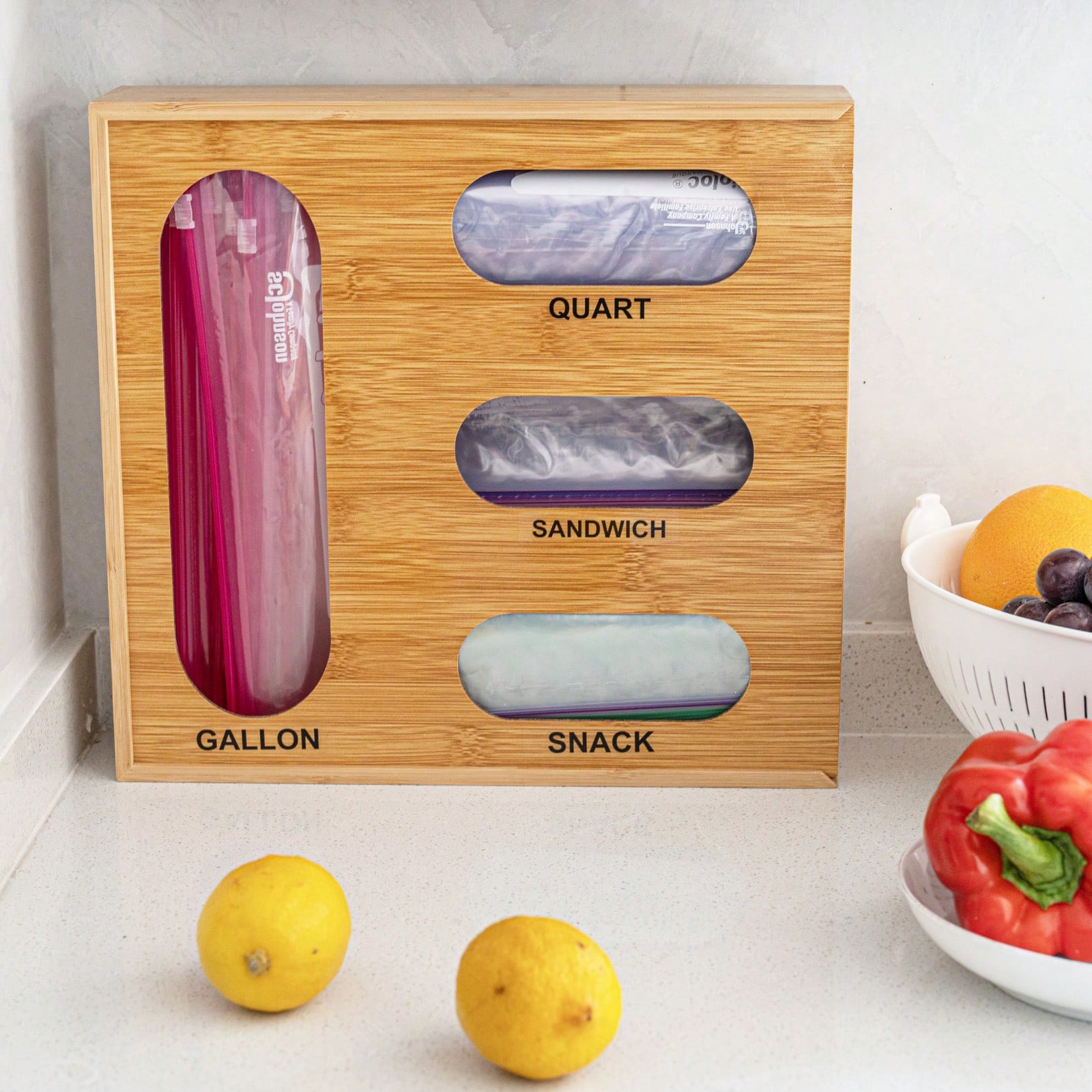 Bamboo Ziplock Bag Organizer N - Drawer Organizer Bamboo 评论和价格