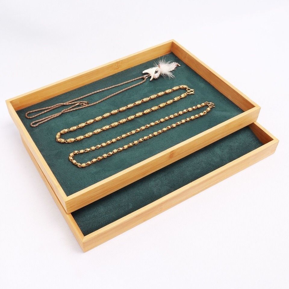 Dark Green Velvet Bamboo Jewel - Drawer Organizer Bamboo 评论和价格