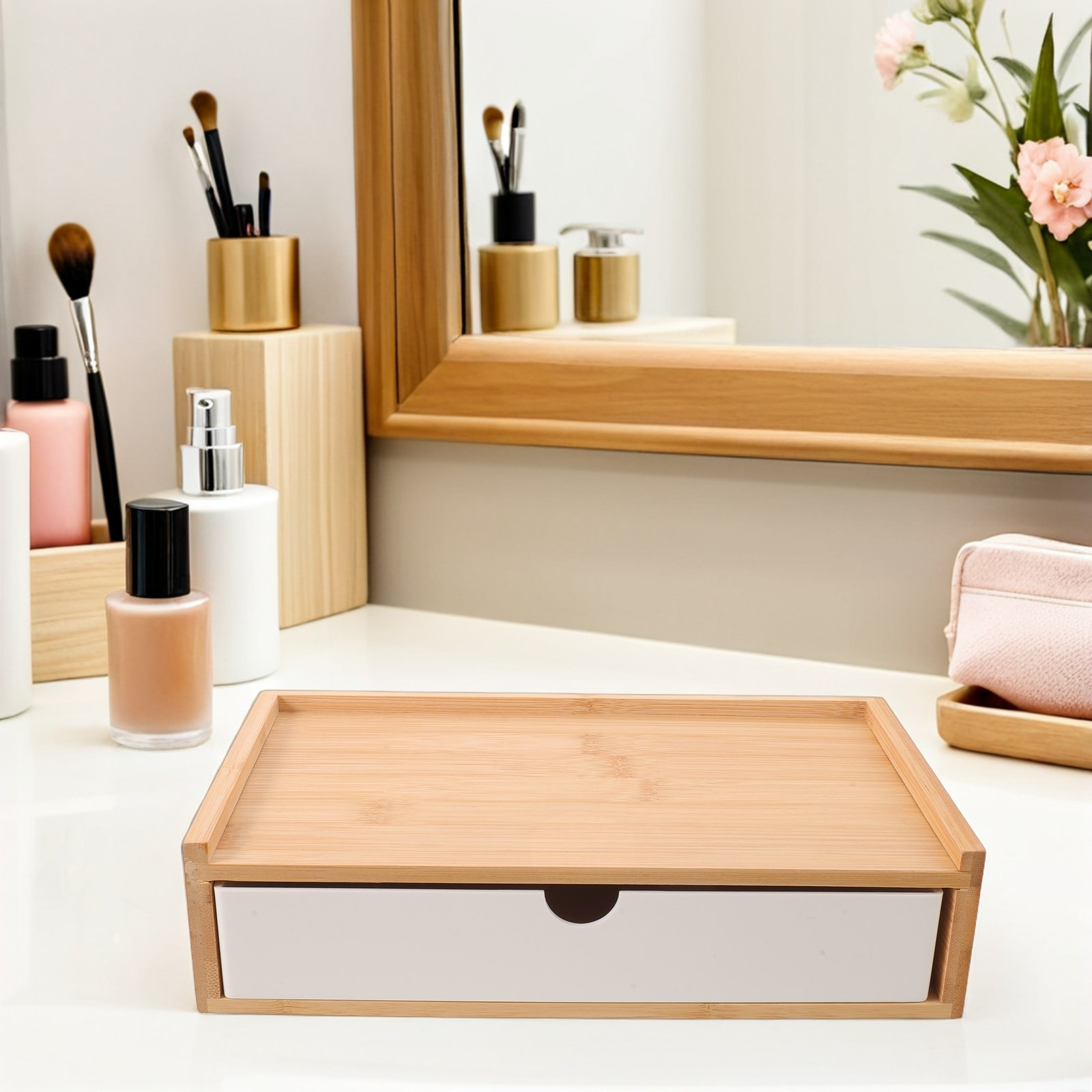Bamboo Desktop Organizer Box S - Drawer Organizer Bamboo 评论和价格