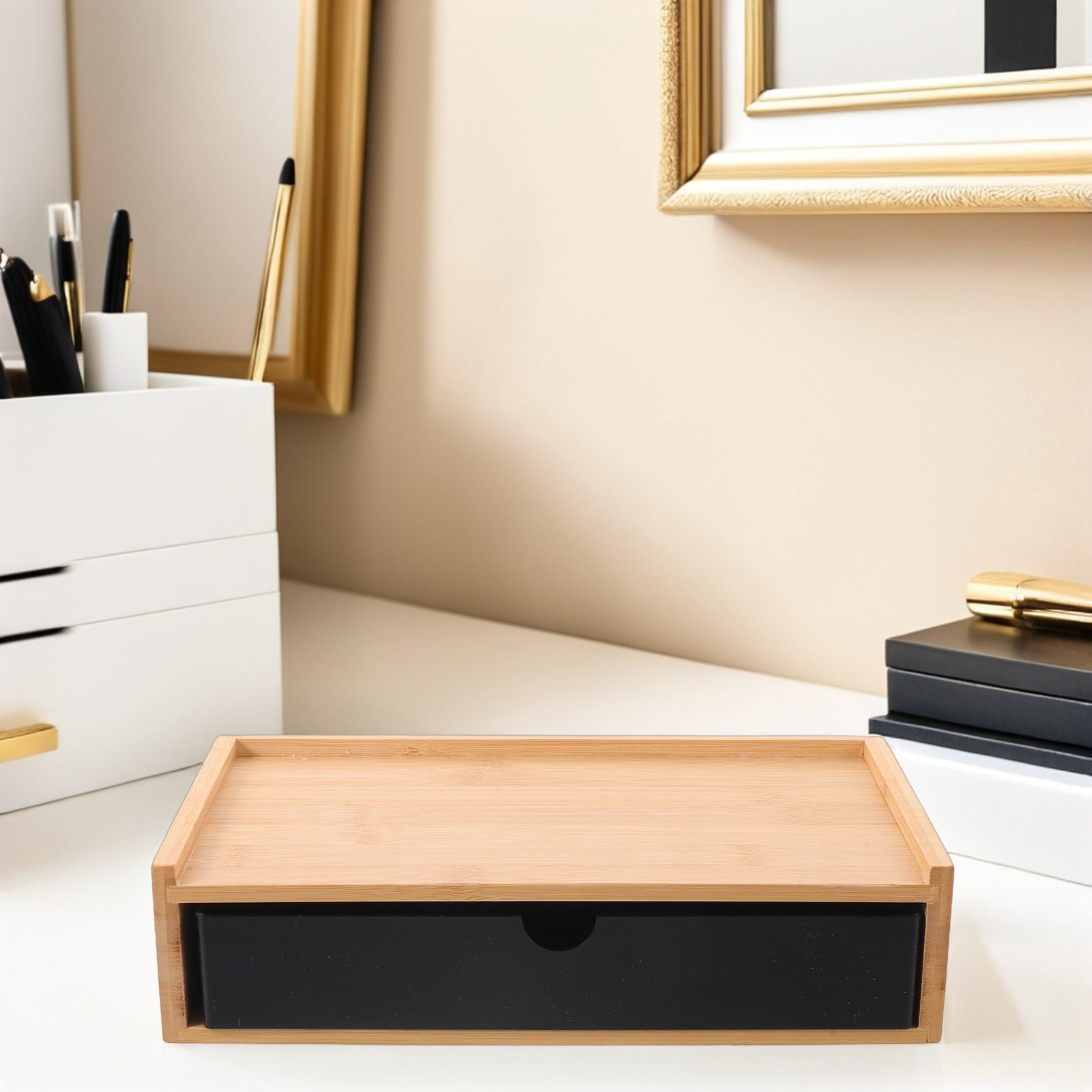 Bamboo Desk Organizer Black De - Drawer Organizer Bamboo 评论和价格
