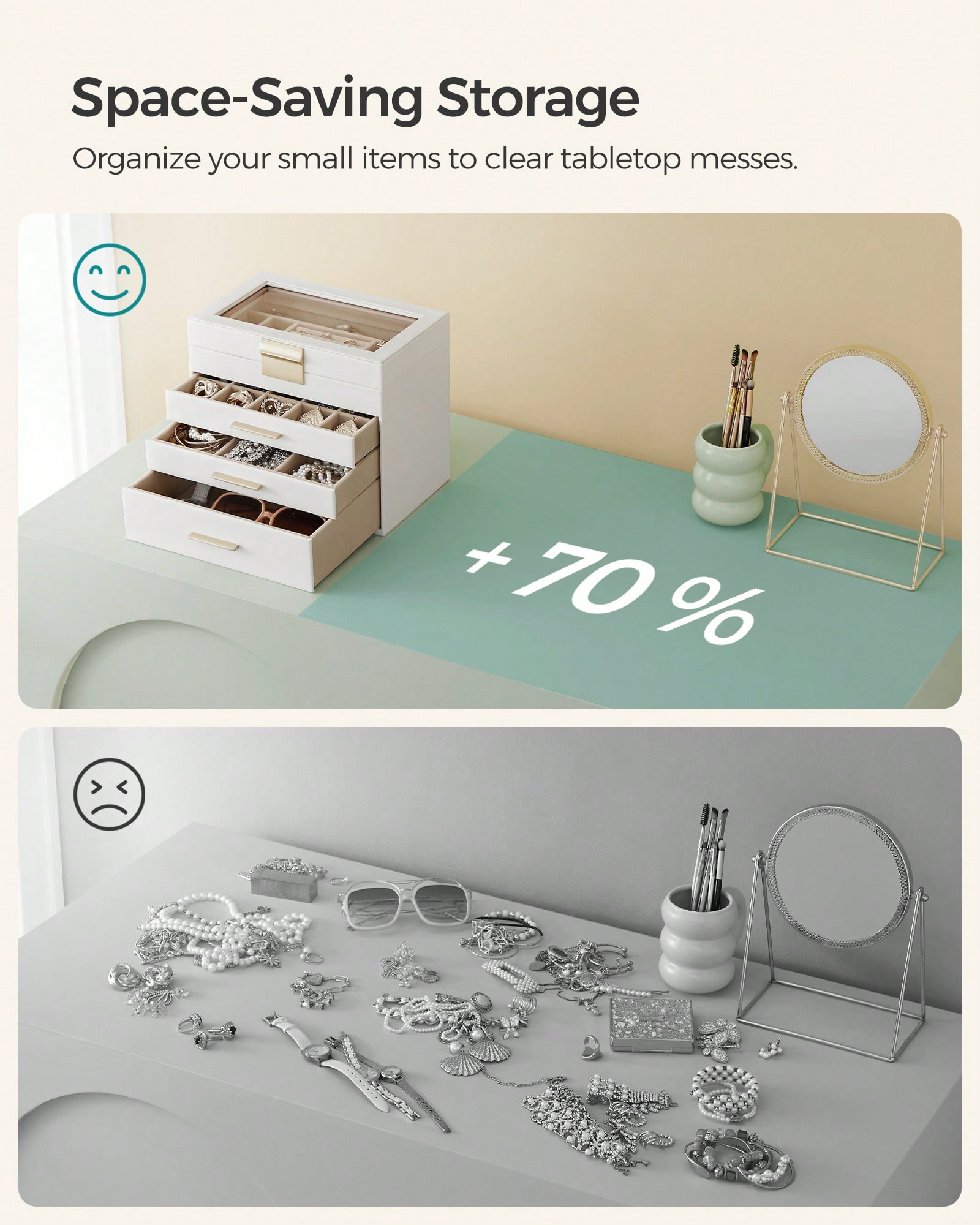 4-Layer Jewelry Organizer with - Drawer Organizer Bamboo 评论和价格