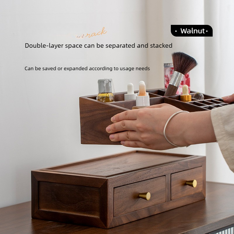 Solid Wood Double Layer Organi - Drawer Organizer Bamboo 评论和价格