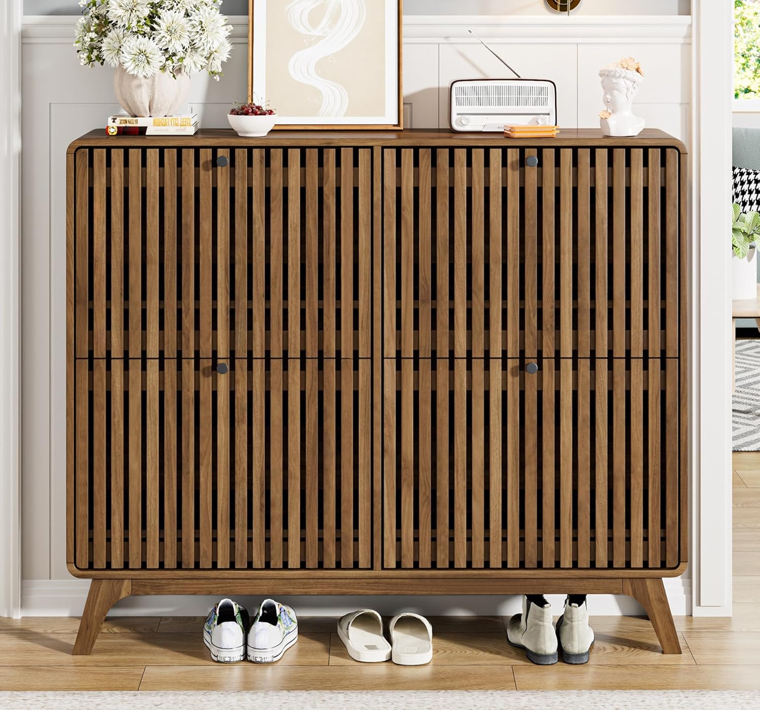 #Large Bamboo Shoe Cabinet wit - Drawer Organizer Bamboo 评论和价格