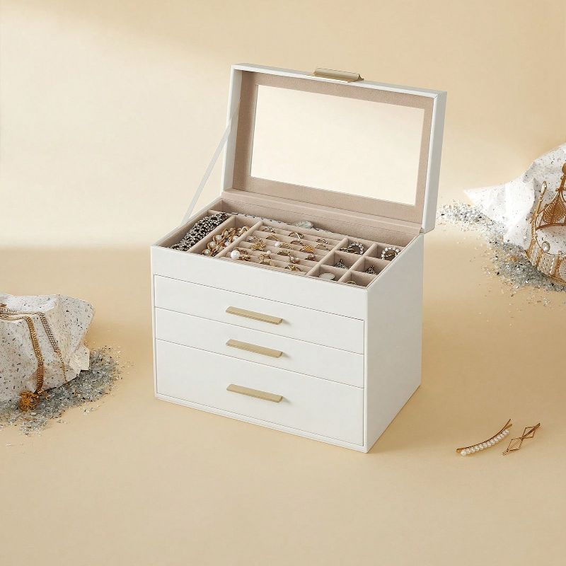 Upgraded 4-Layer Jewelry Stora - Drawer Organizer Bamboo 评论和价格