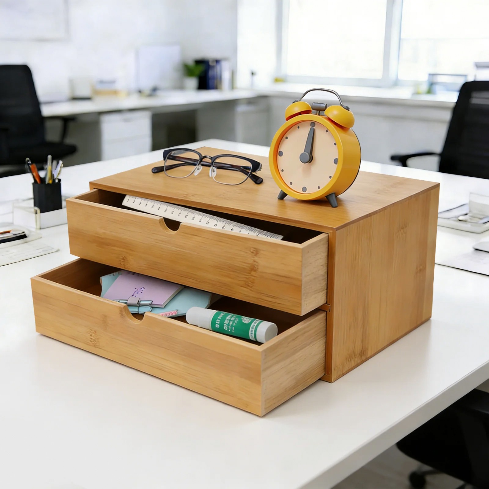 Desk Organizer, 2-Drawer Offic - Drawer Organizer Bamboo 评论和价格